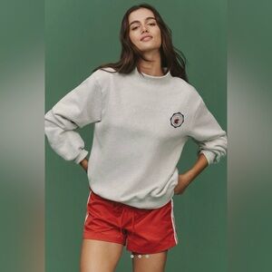 NEW With Tags PARKE × Anthropologie Mock-Neck
Varsity Sweatshirt Size L/XL